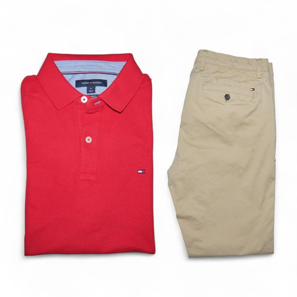 Tommy Hilfiger Men's Size M Polo + Khaki Pants 34x32 Outfit